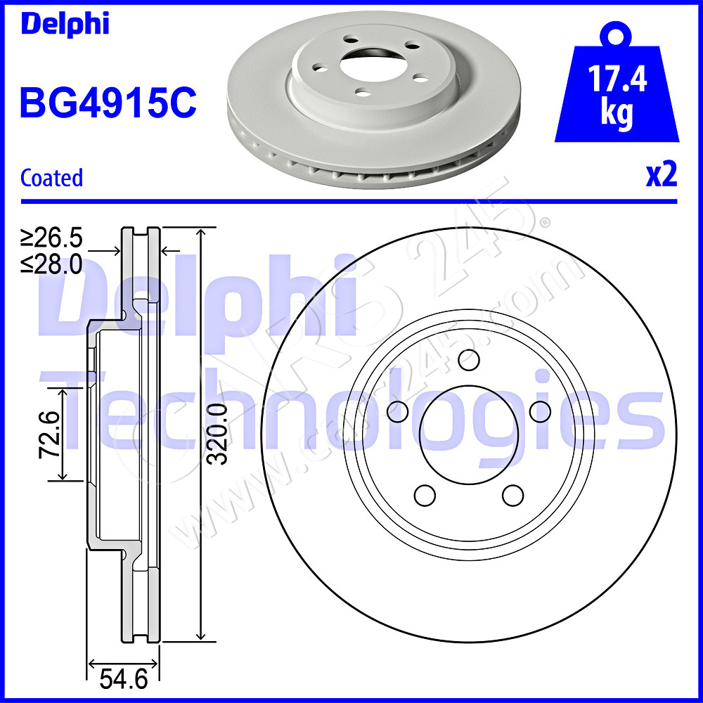 Brake Disc DELPHI BG4915C