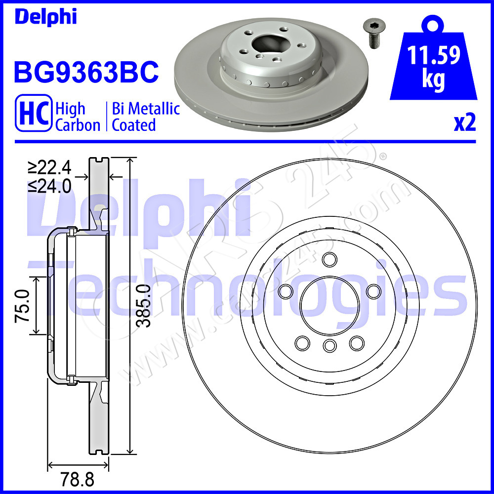 Brake Disc DELPHI BG9363BC