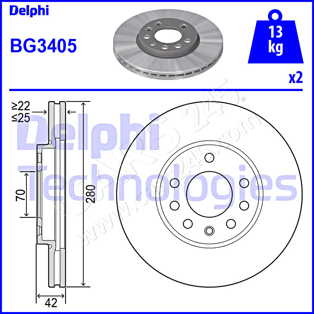 Brake Disc DELPHI BG3405
