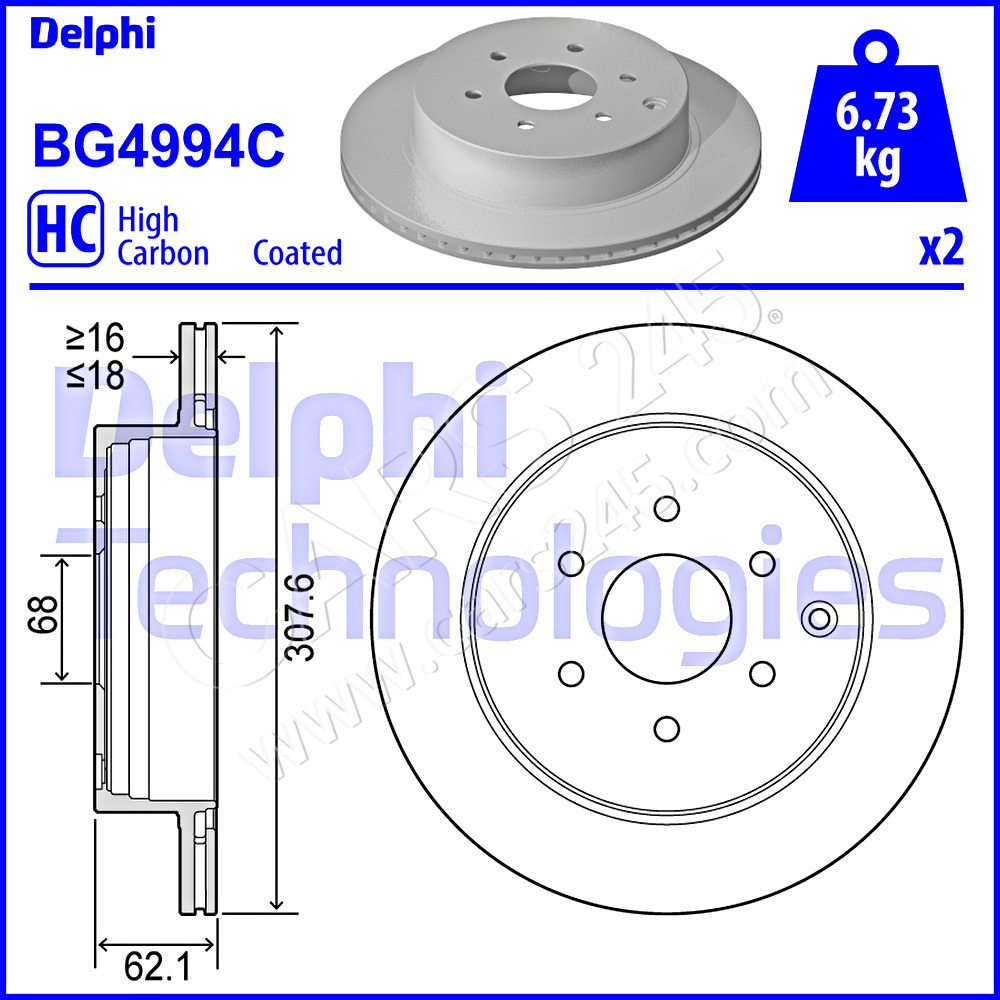 Brake Disc DELPHI BG4994C