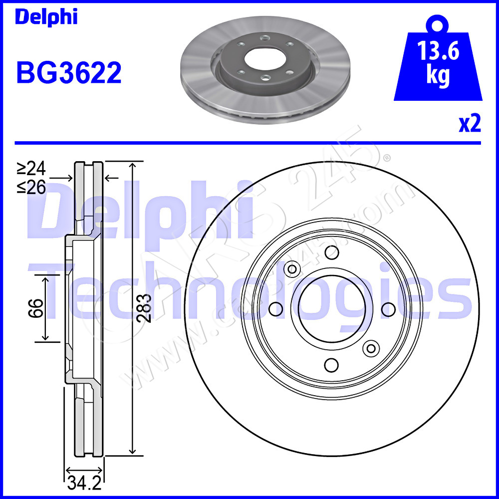 Brake Disc DELPHI BG3622