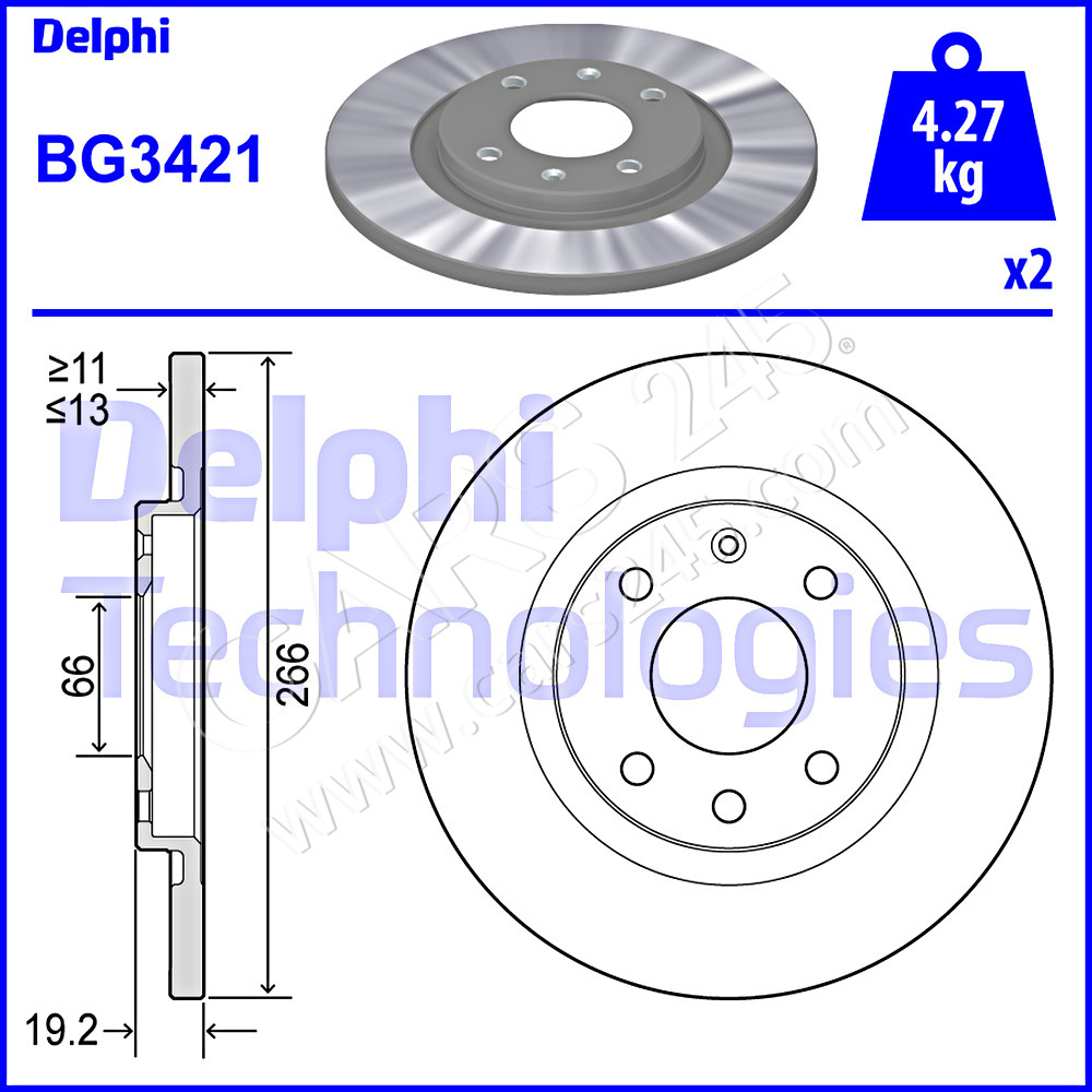 Brake Disc DELPHI BG3421