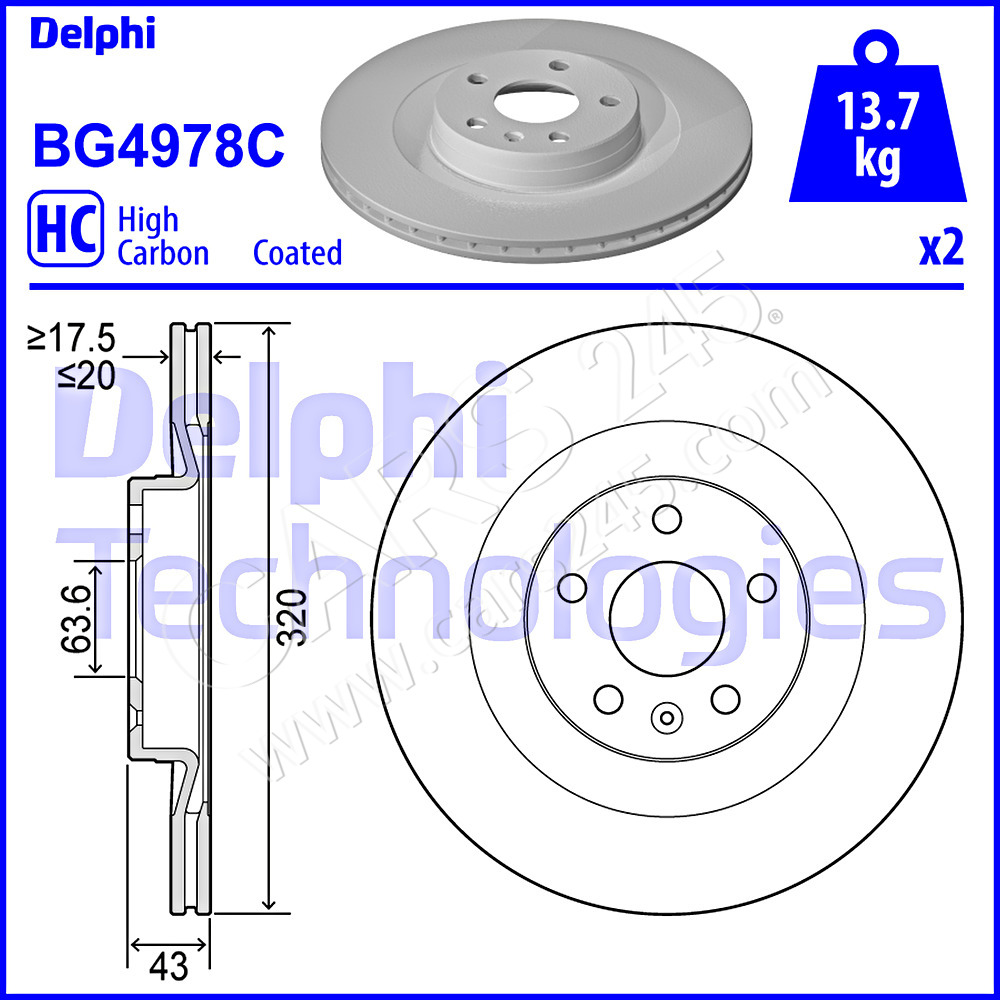 Brake Disc DELPHI BG4978C