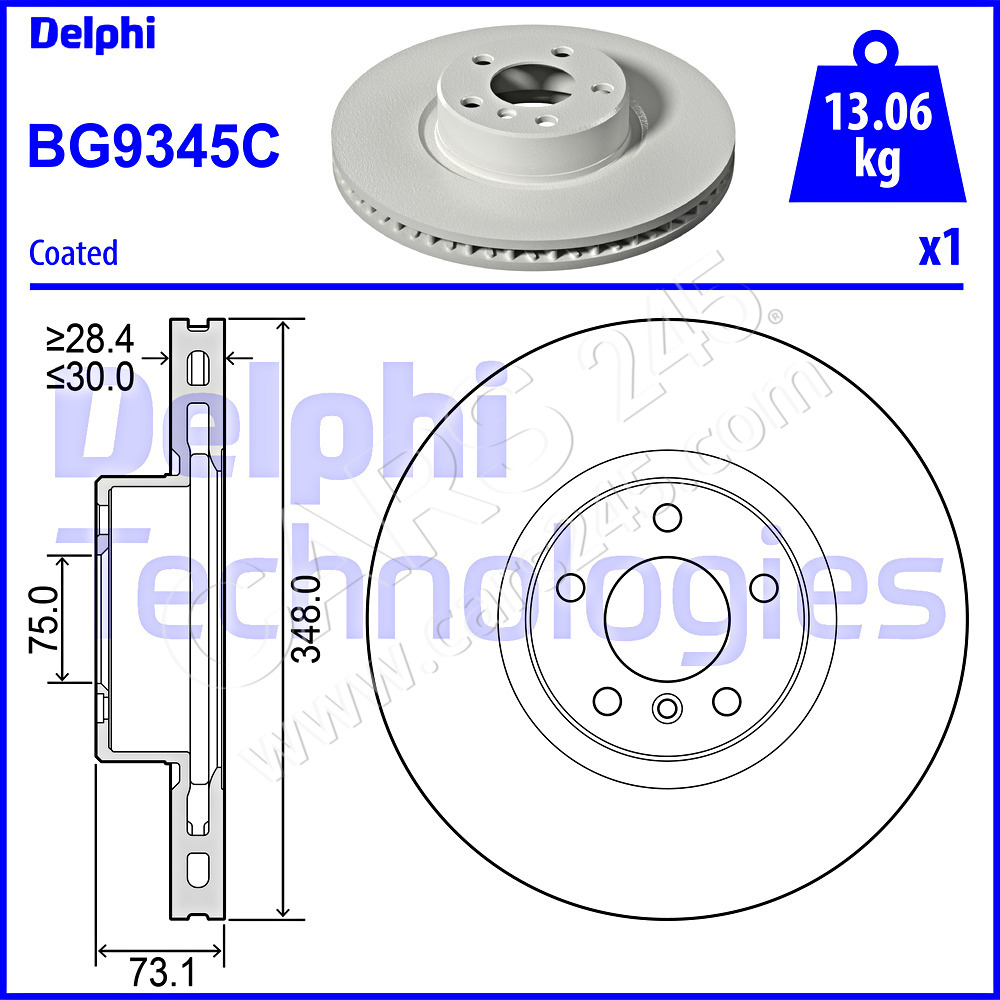 COATED BRAKE DISC (SINGLE) HC FSX1 DELPHI BG9345C