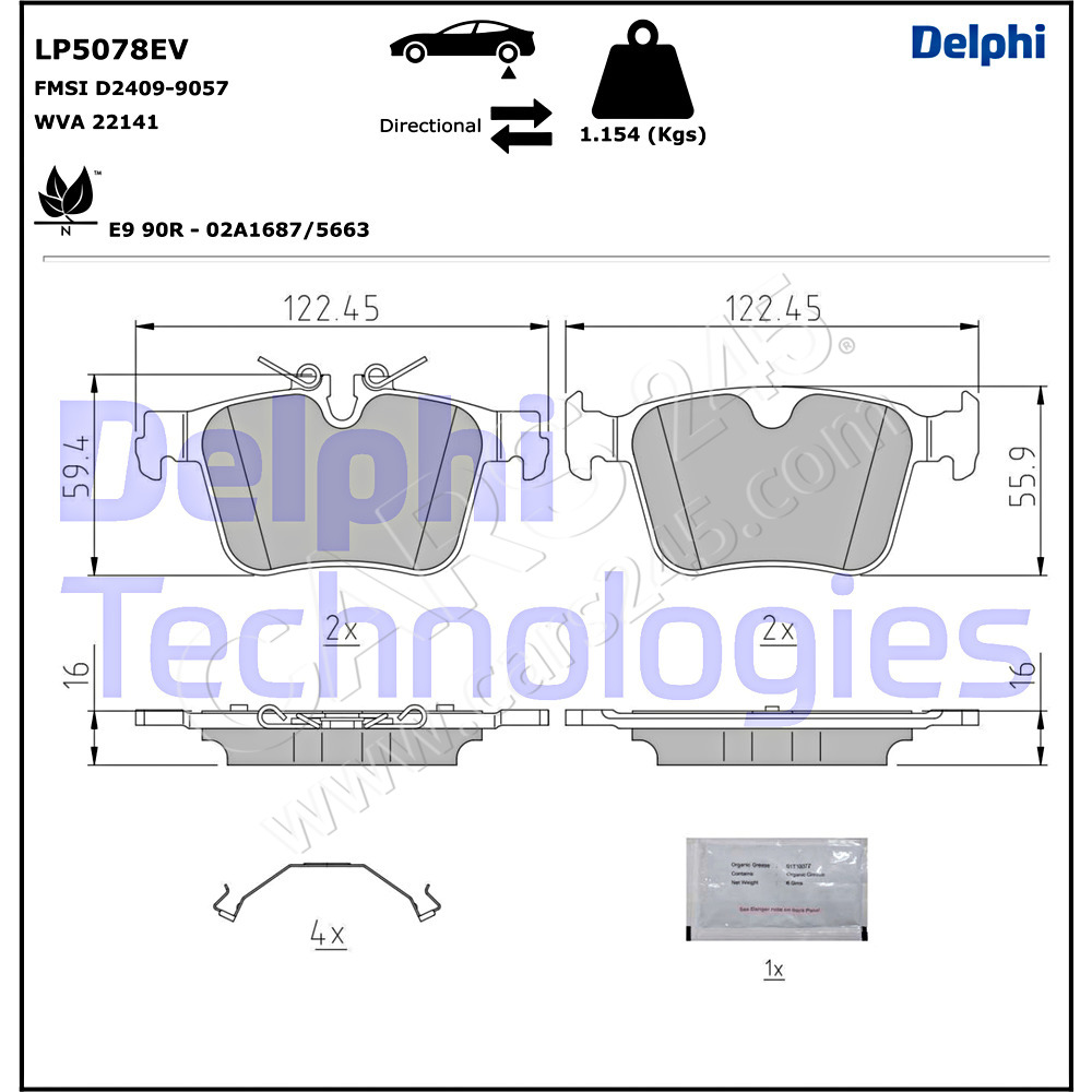 Brake Pad Set, disc brake DELPHI LP5078EV