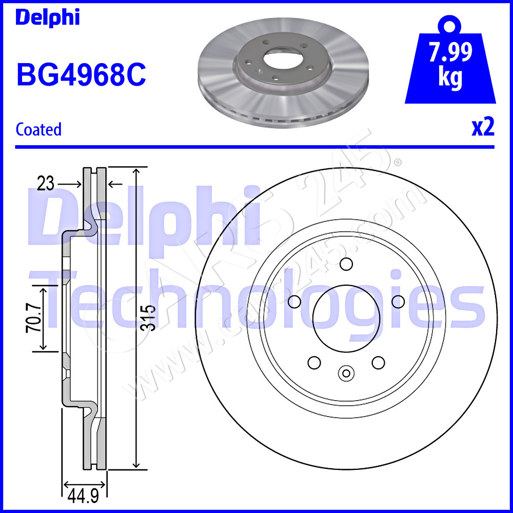 Brake Disc DELPHI BG4968C