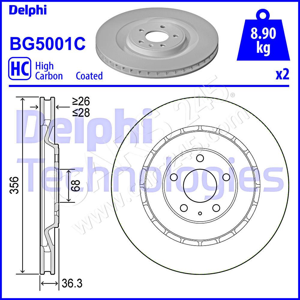 Brake Disc DELPHI BG5001C