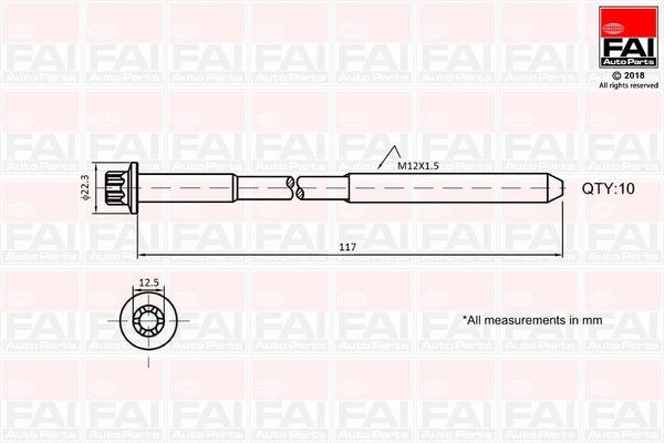 Cylinder Head Bolt Set FAI AutoParts B1018
