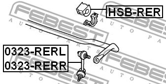 Mounting, stabiliser bar FEBEST HSBRER 2