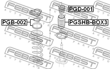 Rolling Bearing, suspension strut support mount FEBEST PGB002 2