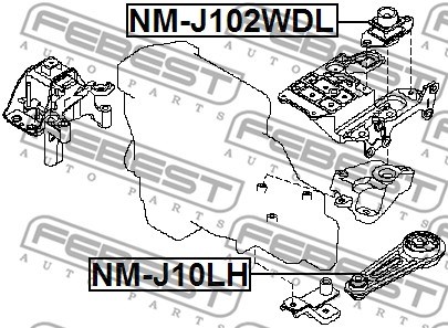 Mounting, manual transmission FEBEST NMJ102WDL 2