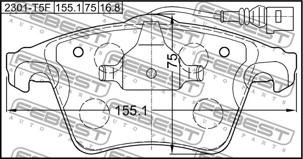 Brake Pad Set, disc brake FEBEST 2301T5F 2
