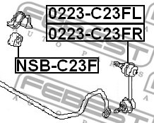 Link/Coupling Rod, stabiliser bar FEBEST 0223C23FL 2