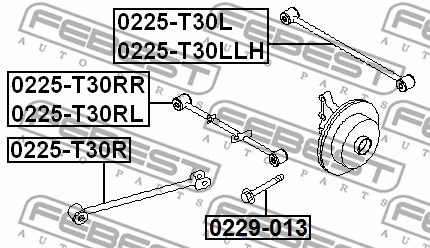 Control/Trailing Arm, wheel suspension FEBEST 0225T30R 2