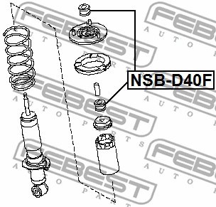 Spacer Bush, shock absorber FEBEST NSBD40F 2