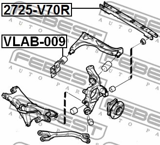 Control/Trailing Arm, wheel suspension FEBEST 2725V70R 2