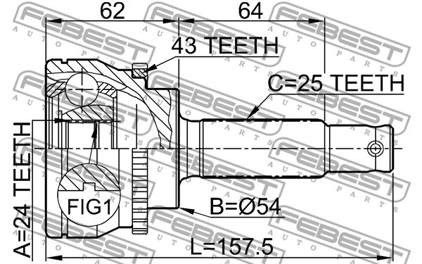 Joint Kit, drive shaft FEBEST 0410033A43 2