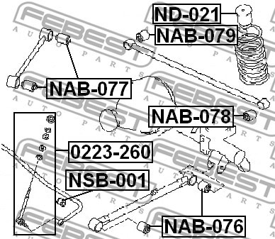 Mounting, control/trailing arm FEBEST NAB079 2