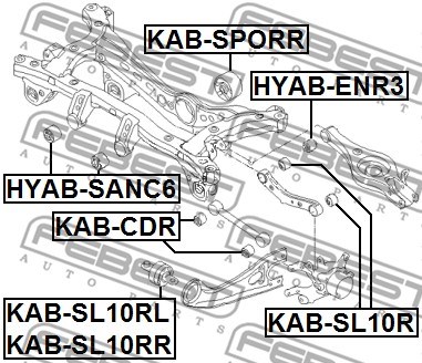Mounting, control/trailing arm FEBEST KABSL10RR 2