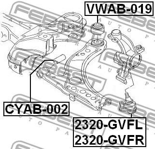 Mounting, control/trailing arm FEBEST VWAB019 2