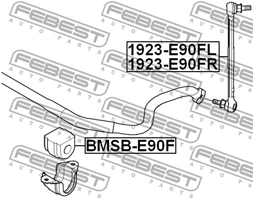 Link/Coupling Rod, stabiliser bar FEBEST 1923E90FR 2