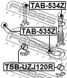 Mounting, stabiliser bar FEBEST TSBUZJ120R 2