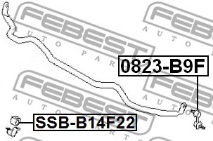 Mounting, stabiliser bar FEBEST SSBB14F22 2