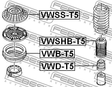 Rolling Bearing, suspension strut support mount FEBEST VWBT5 2