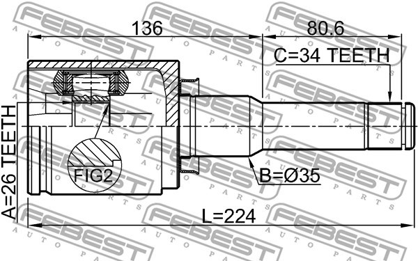 Joint Kit, drive shaft FEBEST 1811A16LH 2