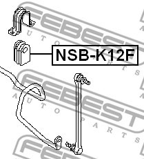 Bushing, stabiliser bar FEBEST NSBK12F 2