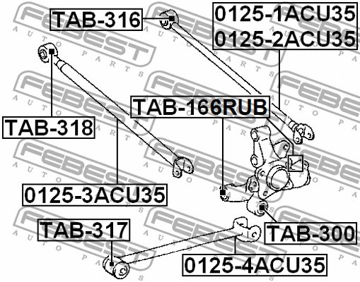 Mounting, control/trailing arm FEBEST TAB166RUB 2