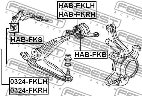 Mounting, control/trailing arm FEBEST HABFKLH 2