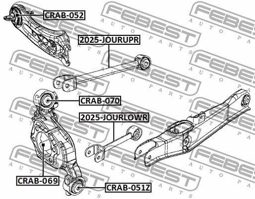 Control Arm/Trailing Arm, wheel suspension FEBEST 2025JOURUPR 2