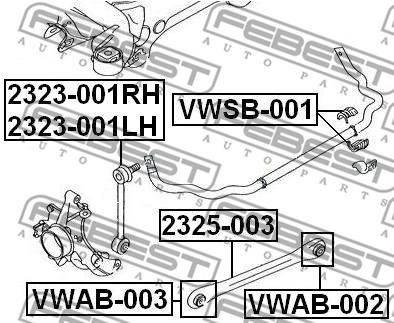 Mounting, stabiliser bar FEBEST VWSB001 2
