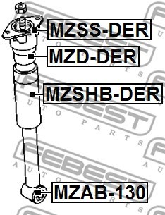 Mounting, shock absorbers FEBEST MZSSDER 2