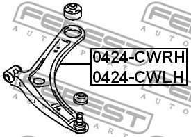 Control Arm/Trailing Arm, wheel suspension FEBEST 0424CWLH 2
