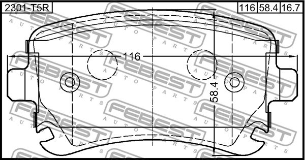 Brake Pad Set, disc brake FEBEST 2301T5R 2