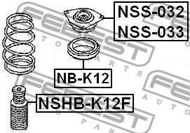 Rolling Bearing, suspension strut support mount FEBEST NBK12 2