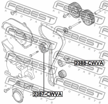 Deflection/Guide Pulley, timing belt FEBEST 2388CWVA 2