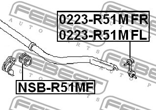 Link/Coupling Rod, stabiliser bar FEBEST 0223R51MFL 2