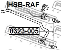 Mounting, stabiliser bar FEBEST HSBRAF 2