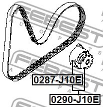 Belt Tensioner, V-ribbed belt FEBEST 0290J10E 2