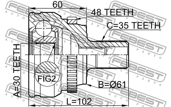 Joint Kit, drive shaft FEBEST 1610210A48 2