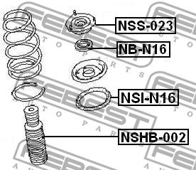 Rolling Bearing, suspension strut support mount FEBEST NBN16 2