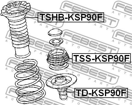 Mounting, shock absorbers FEBEST TSSKSP90F 2