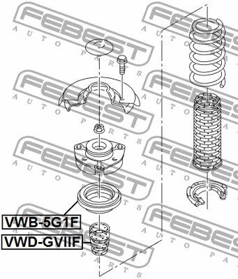 Rolling Bearing, suspension strut support mount FEBEST VWB5G1F 2