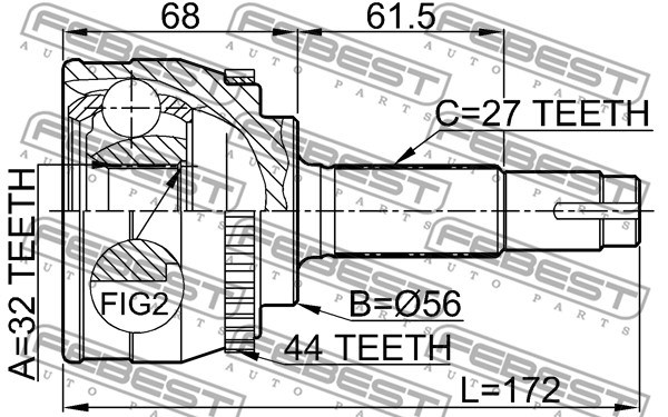 Joint Kit, drive shaft FEBEST 0210057A44 2