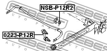 Mounting, stabiliser bar FEBEST NSBP12R2 2
