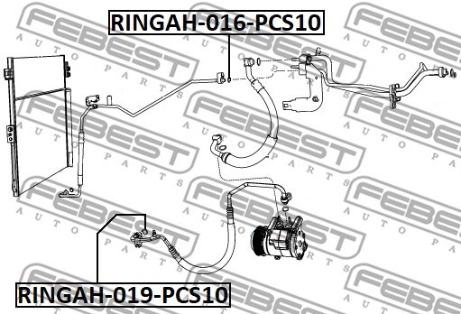 Seal Ring, air conditioning system line FEBEST RINGAH019PCS10 2