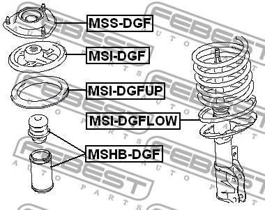 Mounting, shock absorbers FEBEST MSSDGF 2